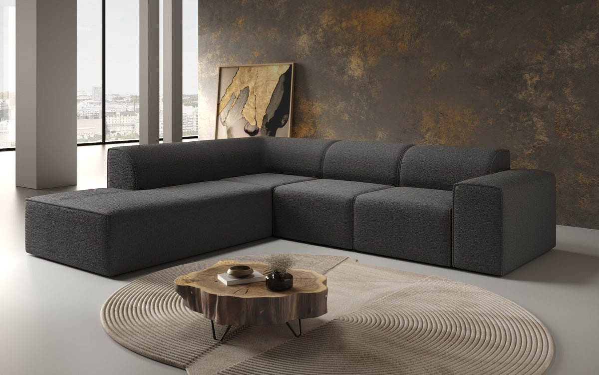 Luxusbetten24 Designer Idiola L Sofa aus Teddy Bouclé