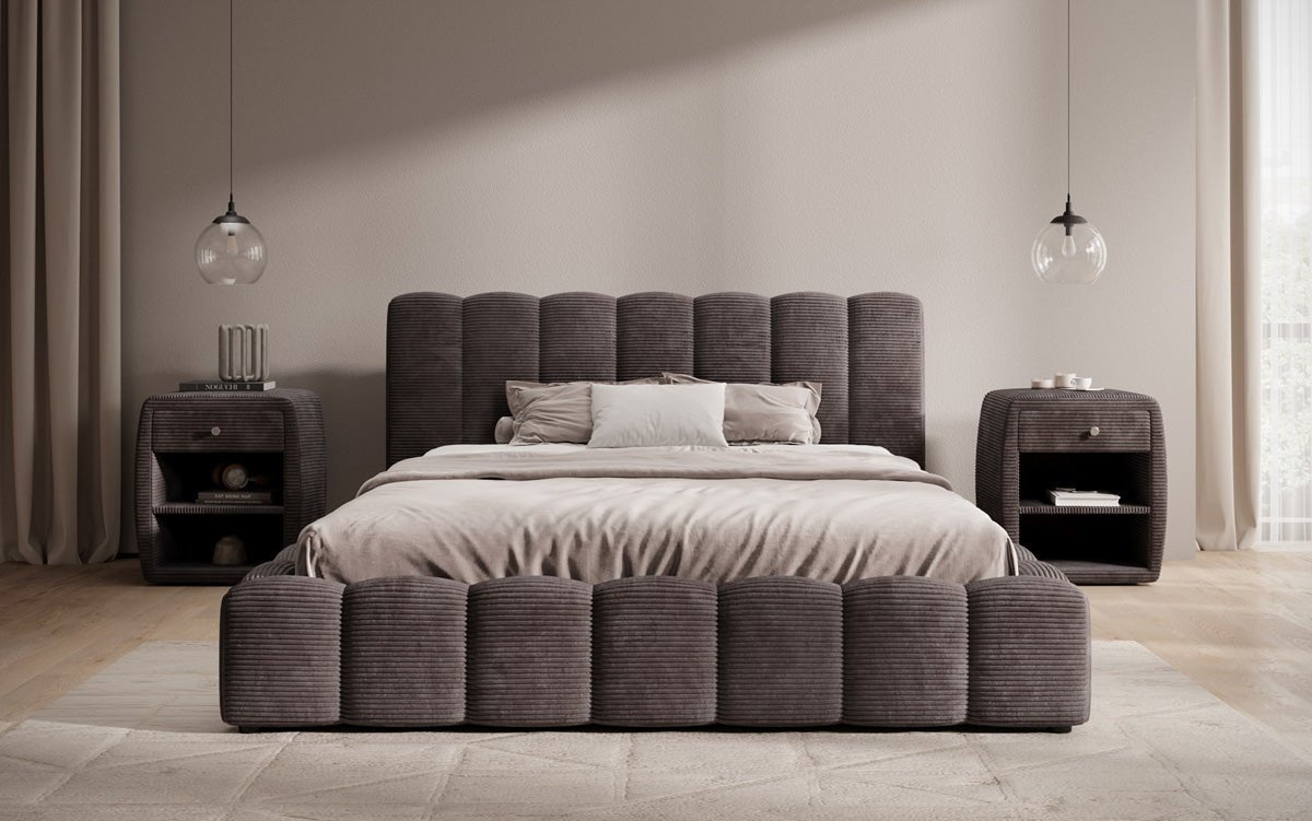 Luxusbetten24 Nuveo Polsterbett Cord Designer mit Stauraum Modern