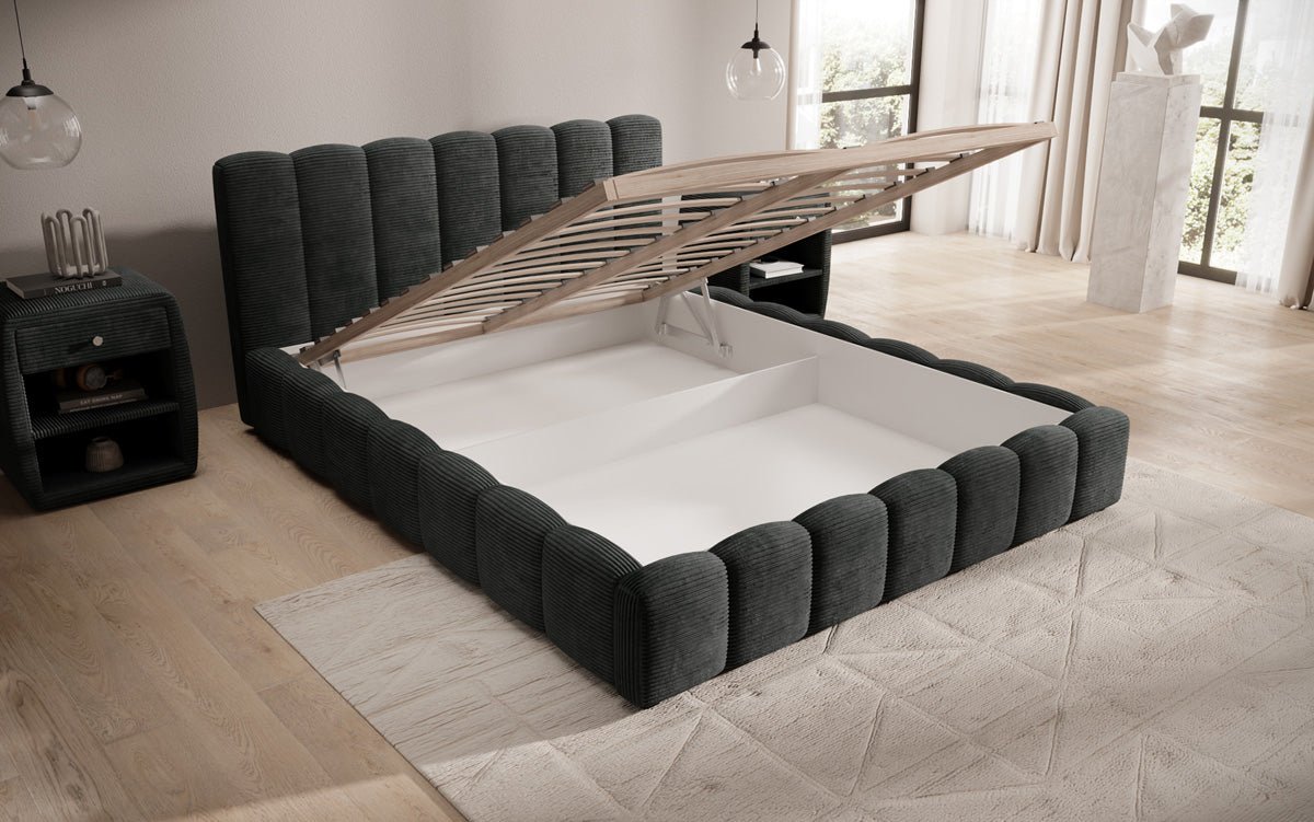 Luxusbetten24 Nuveo Polsterbett Cord Designer mit Stauraum Modern