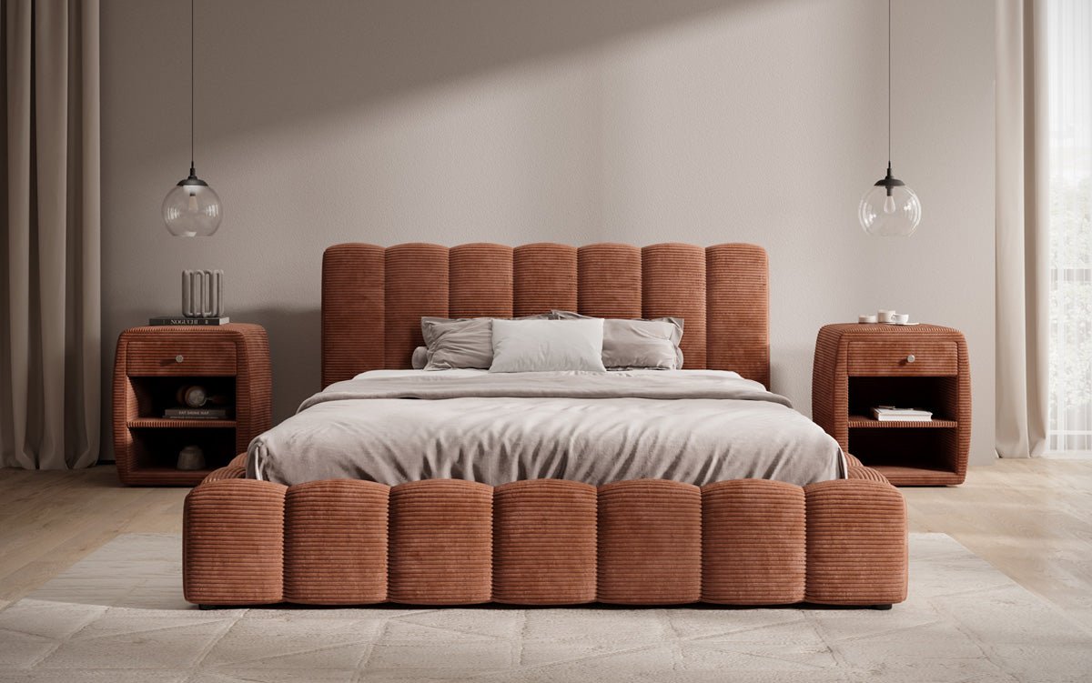 Luxusbetten24 Nuveo Polsterbett Cord Designer mit Stauraum Modern