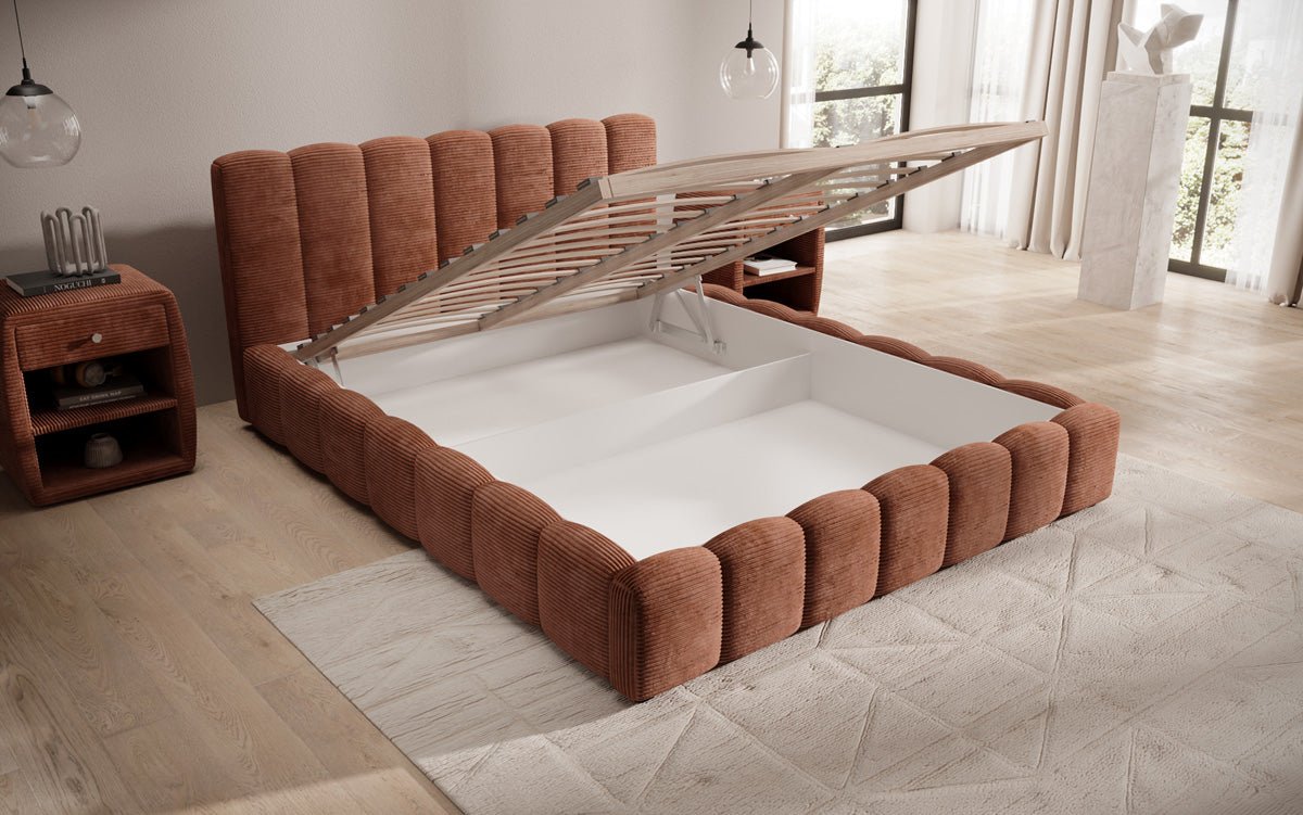 Luxusbetten24 Nuveo Polsterbett Cord Designer mit Stauraum Modern