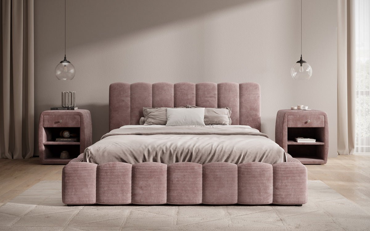 Luxusbetten24 Nuveo Polsterbett Cord Designer mit Stauraum Modern