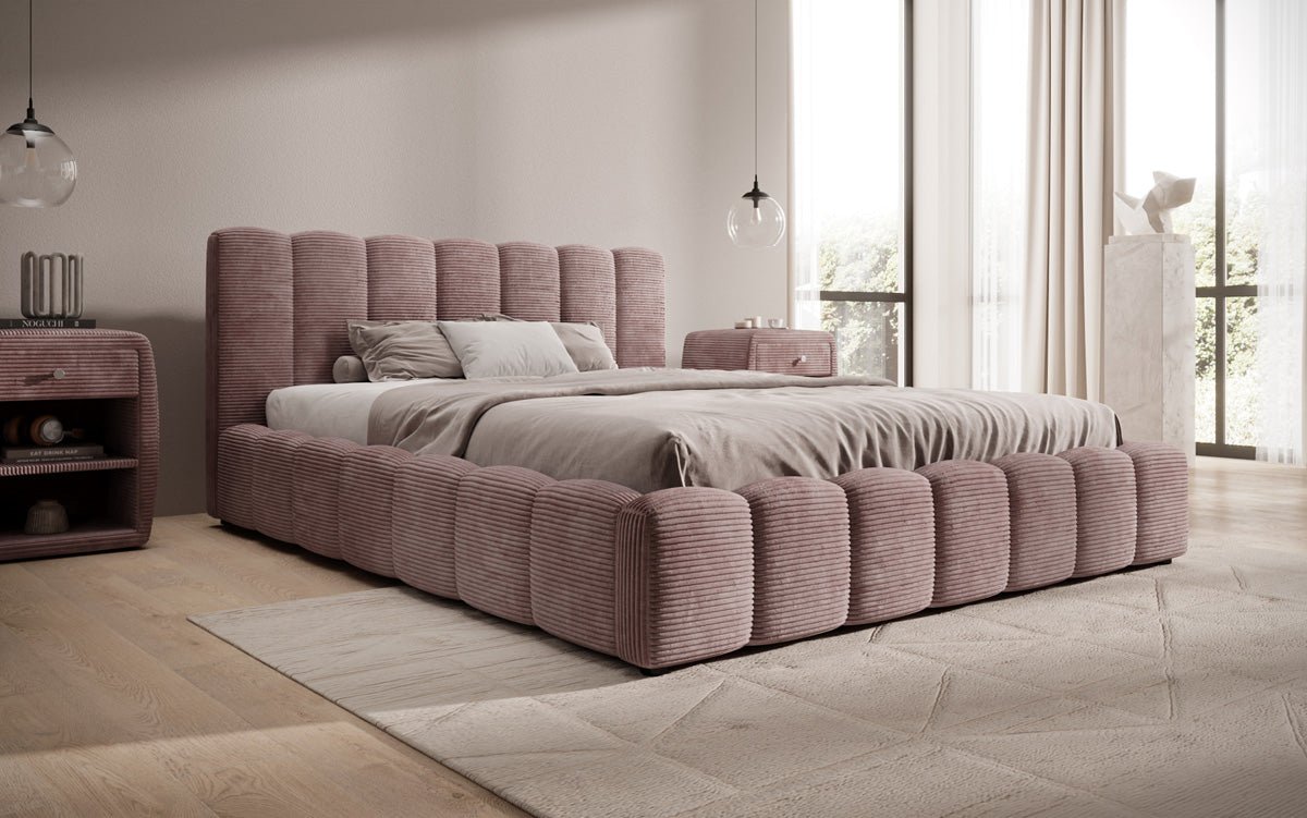 Luxusbetten24 Nuveo Polsterbett Cord Designer mit Stauraum Modern