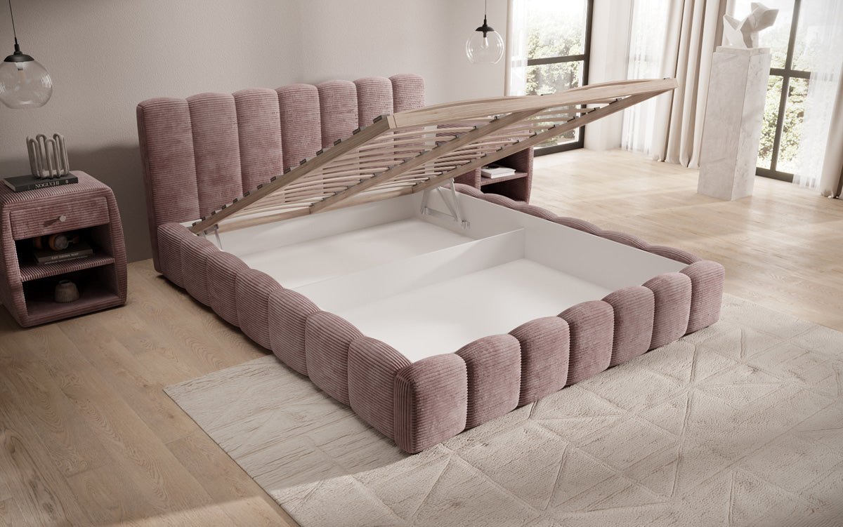Luxusbetten24 Nuveo Polsterbett Cord Designer mit Stauraum Modern