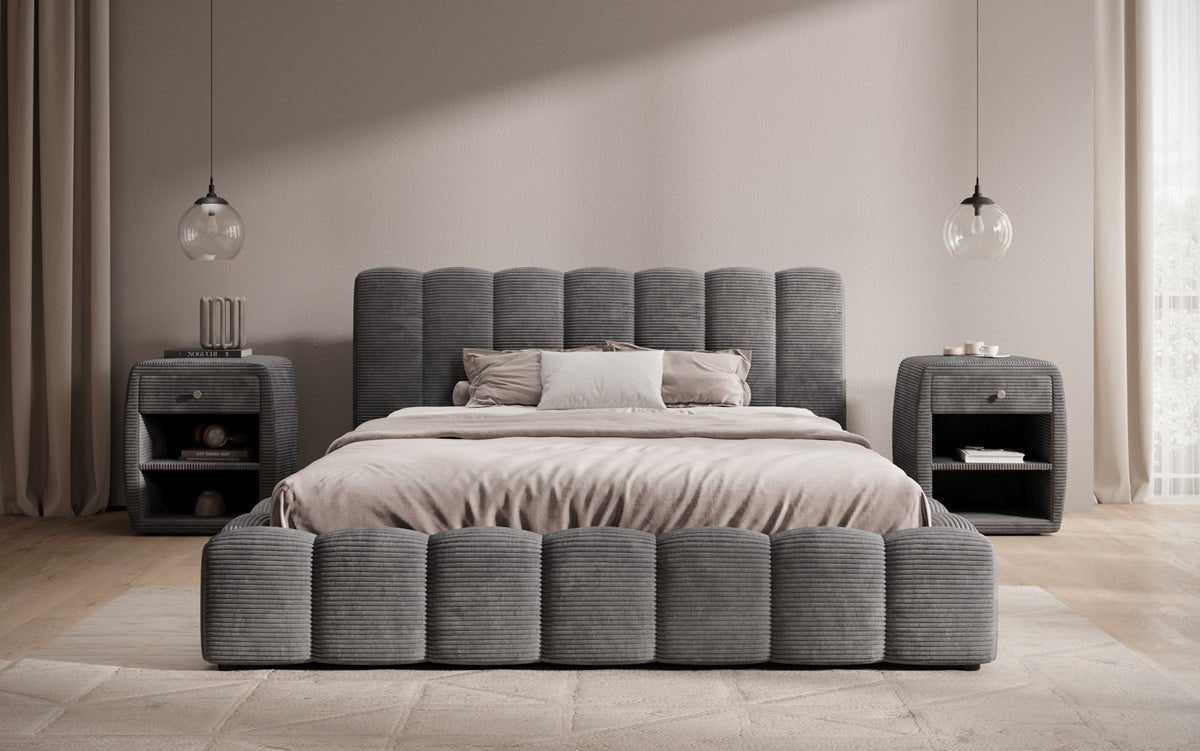 Luxusbetten24 Nuveo Polsterbett Cord Designer mit Stauraum Modern