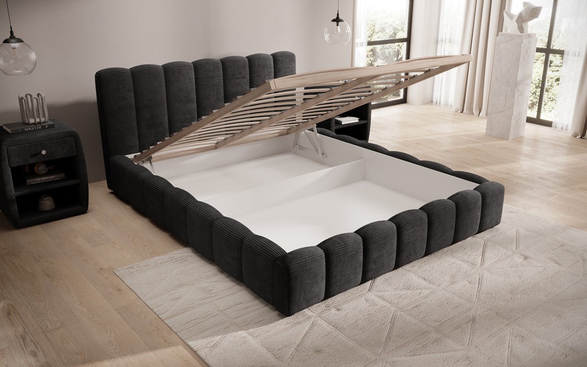Luxusbetten24 Nuveo Polsterbett Cord Designer mit Stauraum Modern