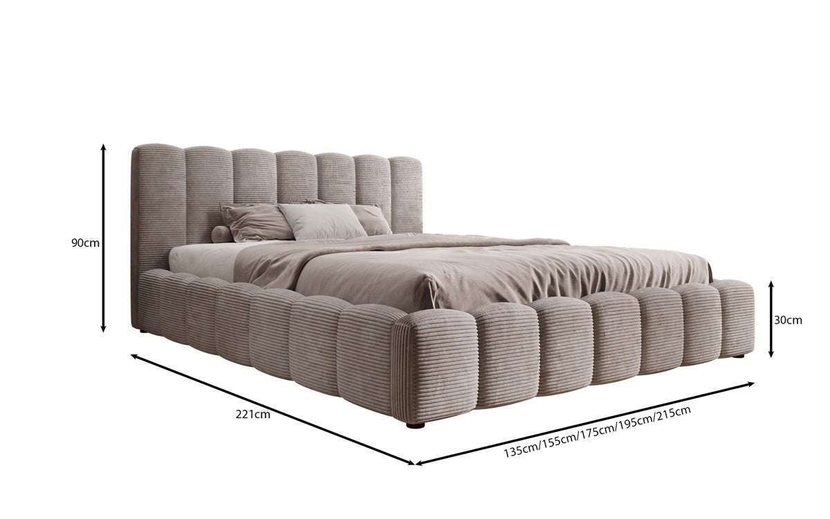 Luxusbetten24 Nuveo Polsterbett Cord Designer mit Stauraum Modern