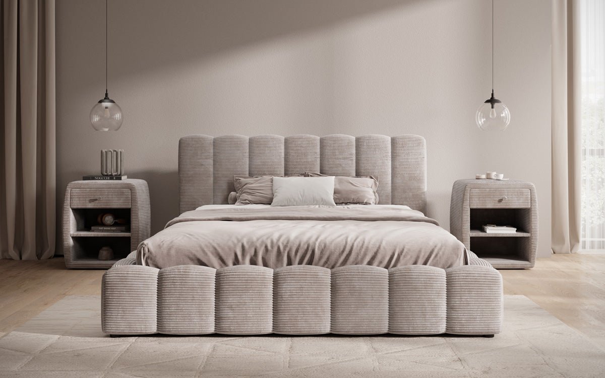 Luxusbetten24 Nuveo Polsterbett Cord Designer mit Stauraum Modern