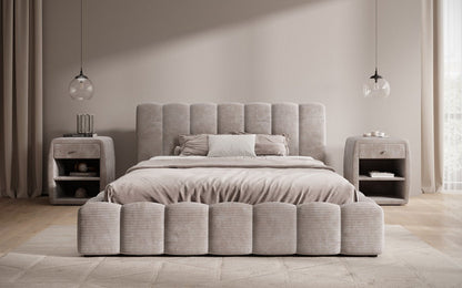 Luxusbetten24 Nuveo Polsterbett Cord Designer mit Stauraum Modern