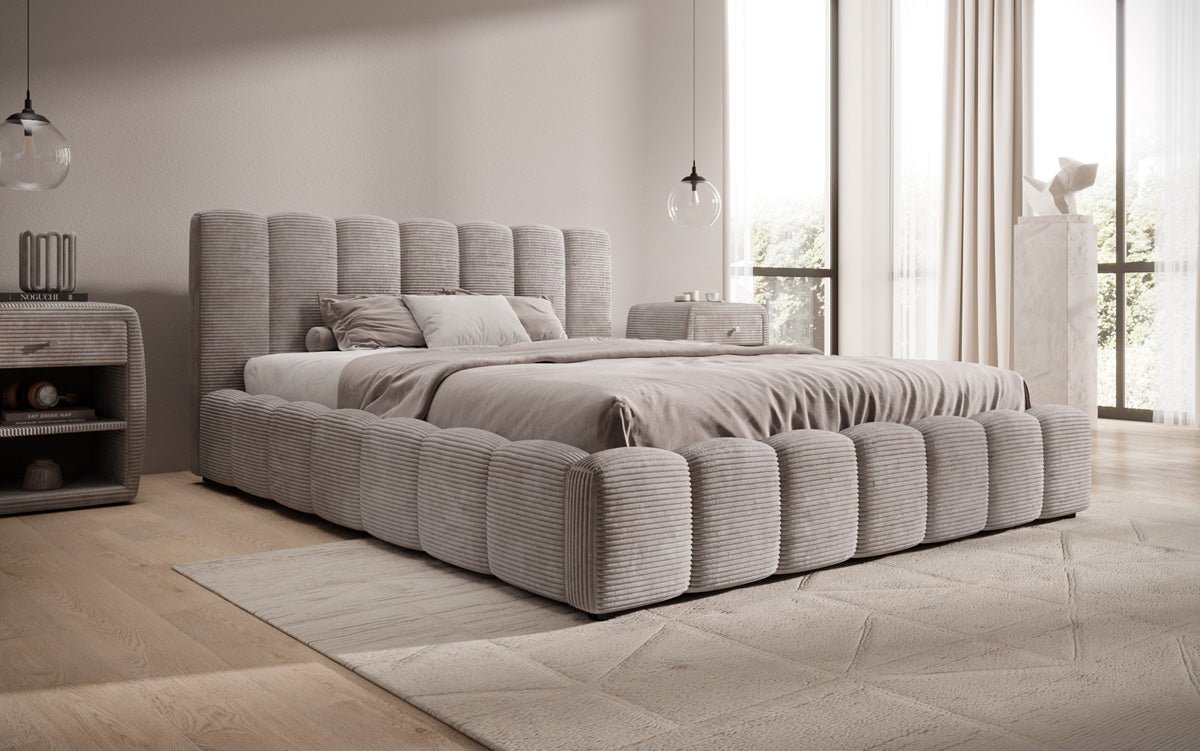 Luxusbetten24 Nuveo Polsterbett Cord Designer mit Stauraum Modern