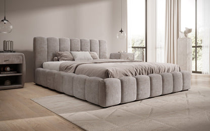 Luxusbetten24 Nuveo Polsterbett Cord Designer mit Stauraum Modern