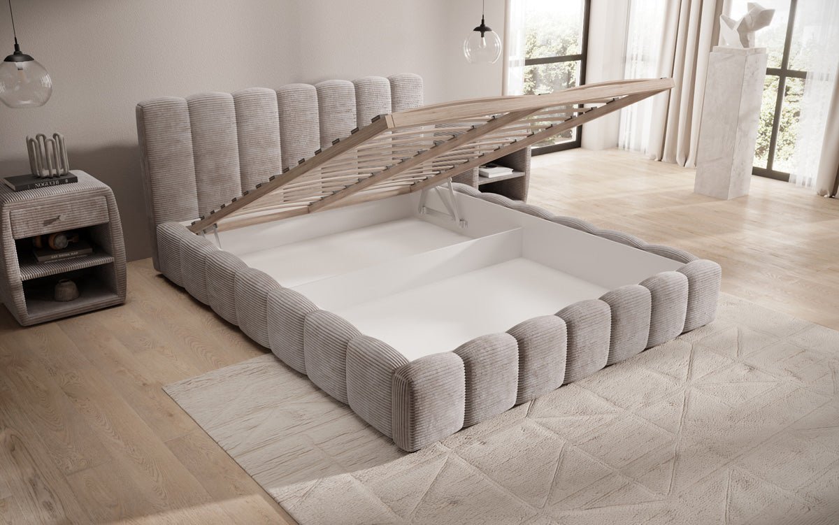 Luxusbetten24 Nuveo Polsterbett Cord Designer mit Stauraum Modern
