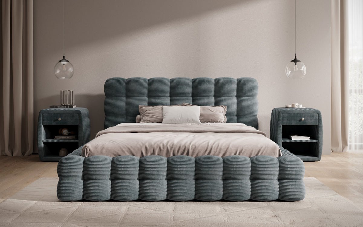 Calimo Designer Polsterbett Samt mit Stauraum in verschiedenen Farben