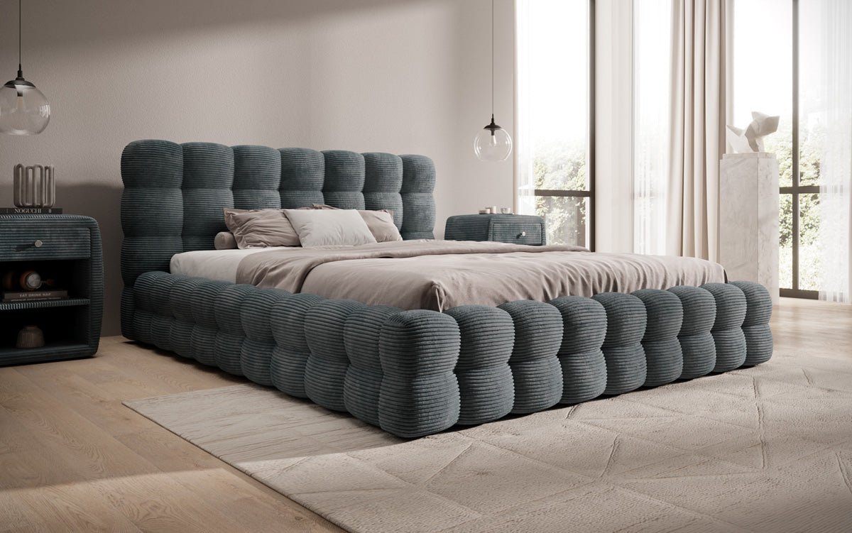 Calimo Designer Polsterbett Samt mit Stauraum in verschiedenen Farben
