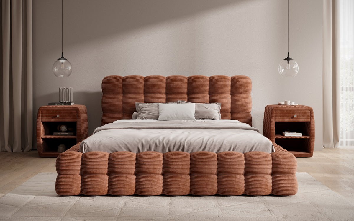 Calimo Designer Polsterbett Samt mit Stauraum in verschiedenen Farben
