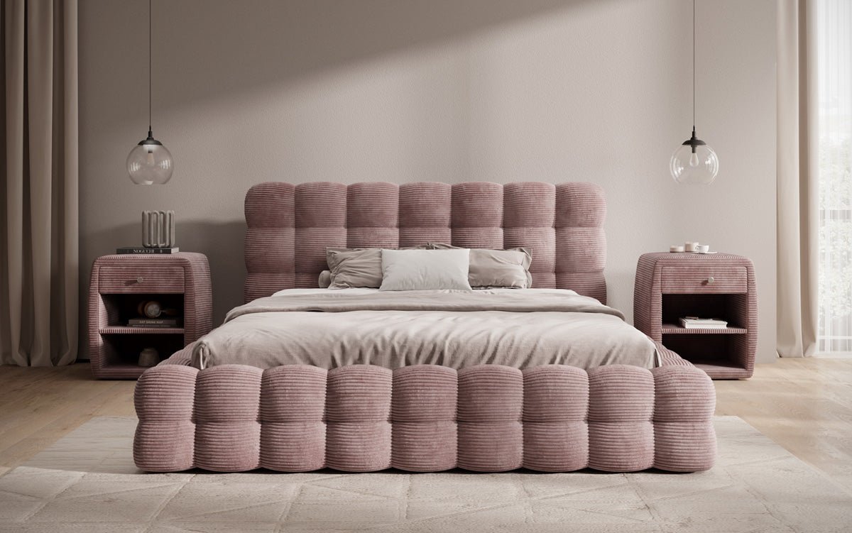 Calimo Designer Polsterbett Samt mit Stauraum in verschiedenen Farben