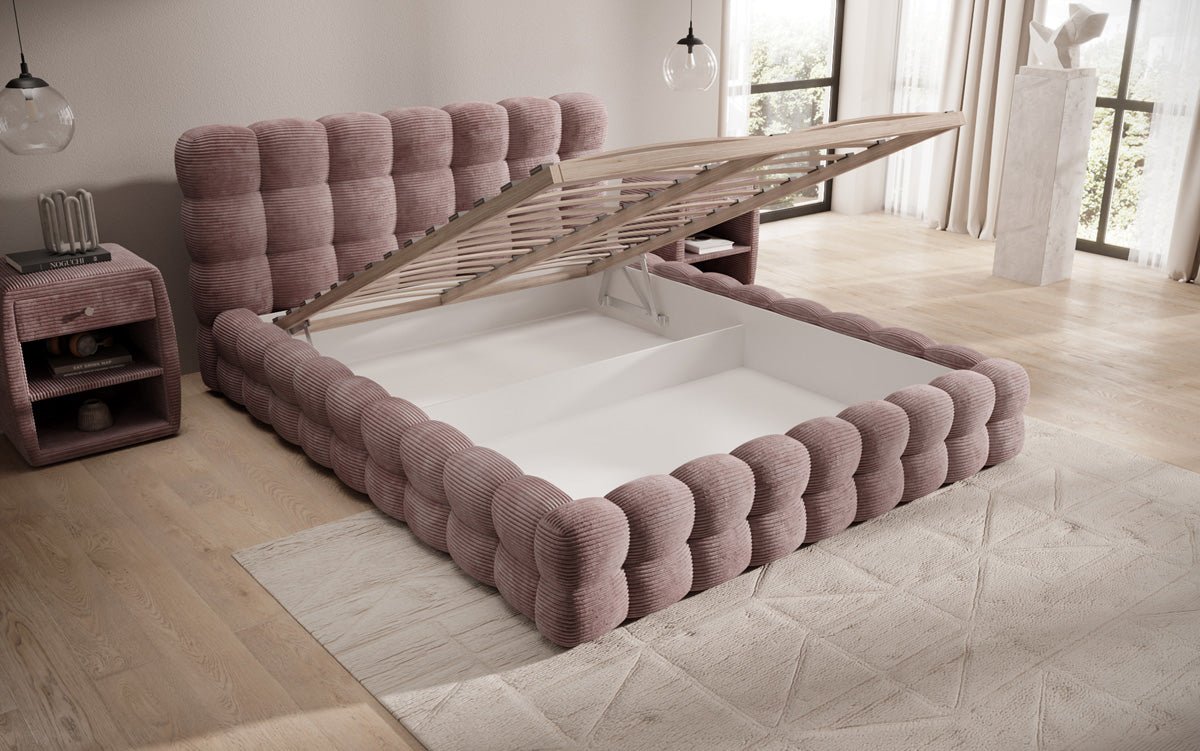 Calimo Designer Polsterbett Samt mit Stauraum in verschiedenen Farben