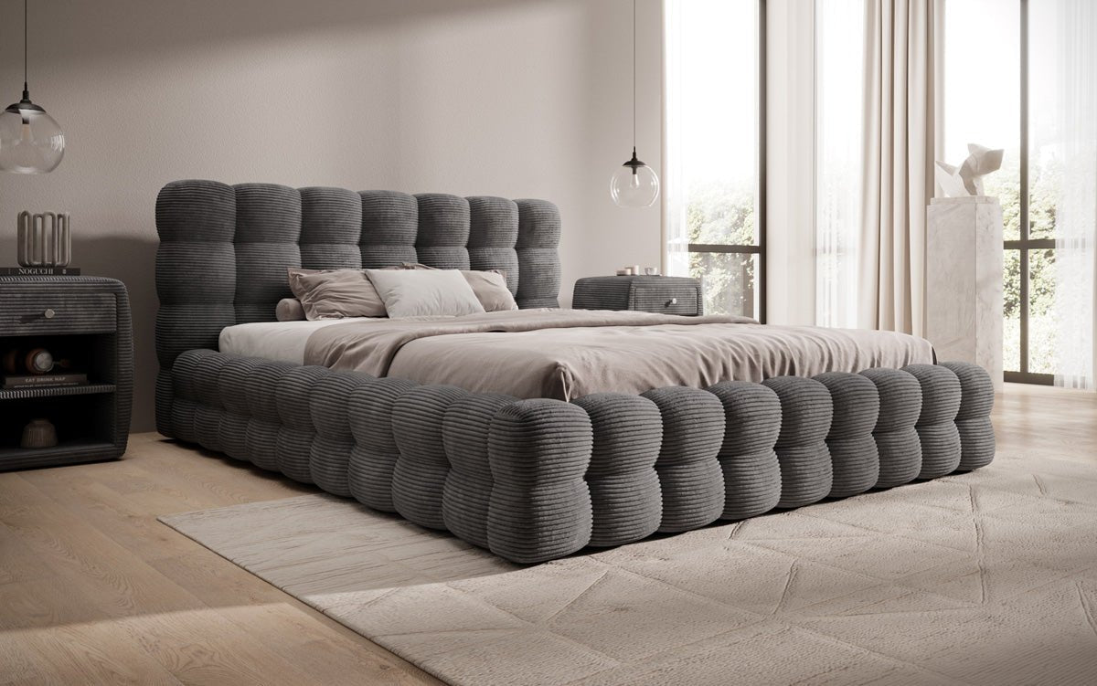 Calimo Designer Polsterbett Samt mit Stauraum in verschiedenen Farben