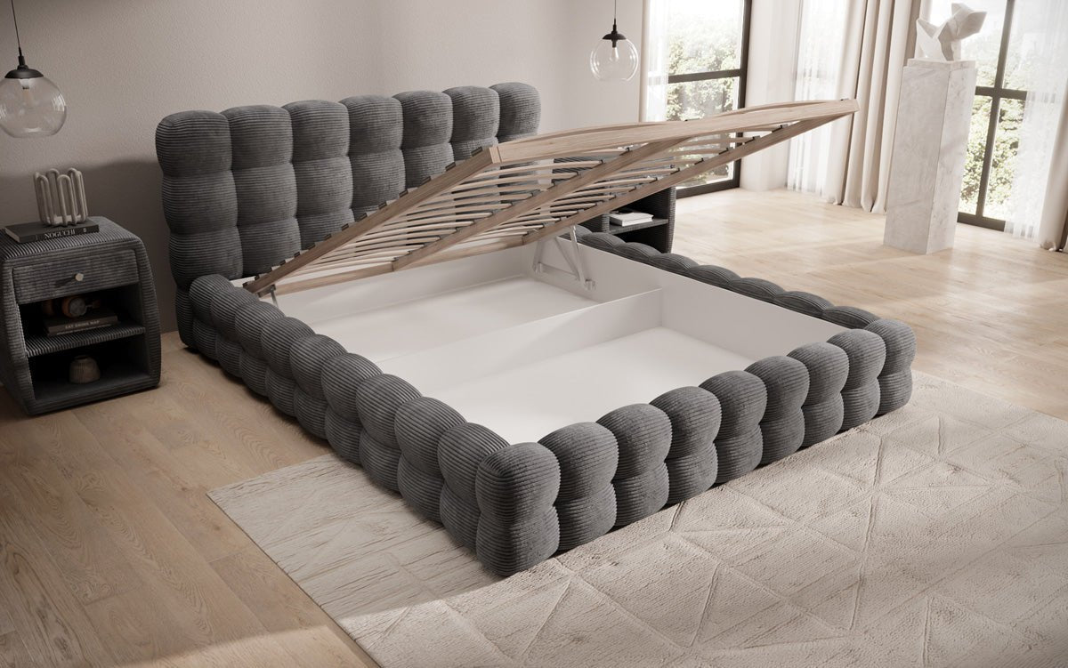 Calimo Designer Polsterbett Samt mit Stauraum in verschiedenen Farben