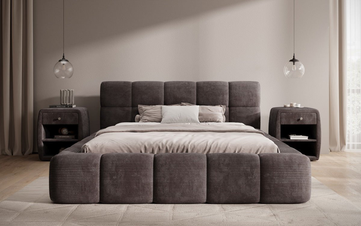 Luxusbetten24 Designer Polsterbett Nox in Cord mit Stauraum