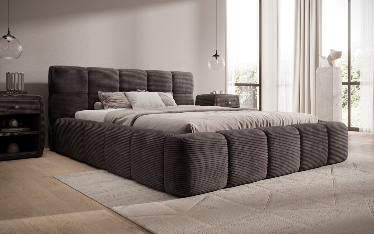 Luxusbetten24 Designer Polsterbett Nox in Cord mit Stauraum