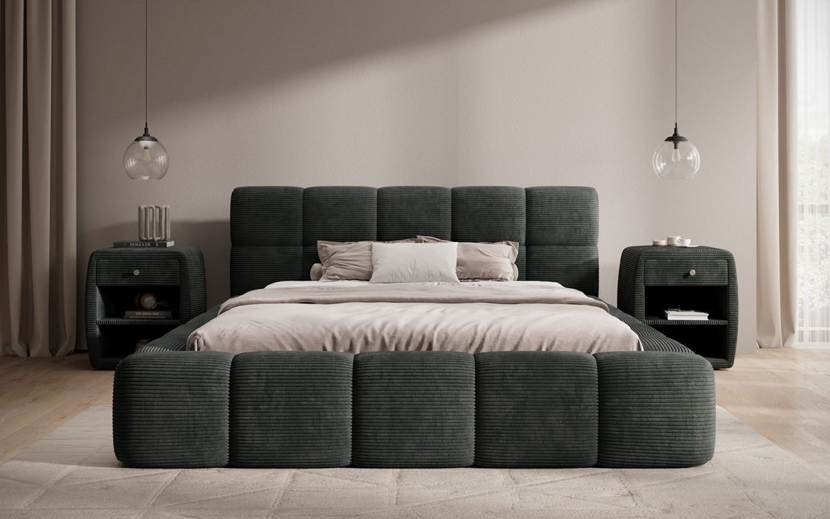 Luxusbetten24 Designer Polsterbett Nox in Cord mit Stauraum