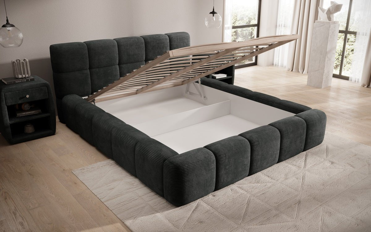 Luxusbetten24 Designer Polsterbett Nox in Cord mit Stauraum