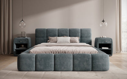 Luxusbetten24 Designer Polsterbett Nox in Cord mit Stauraum