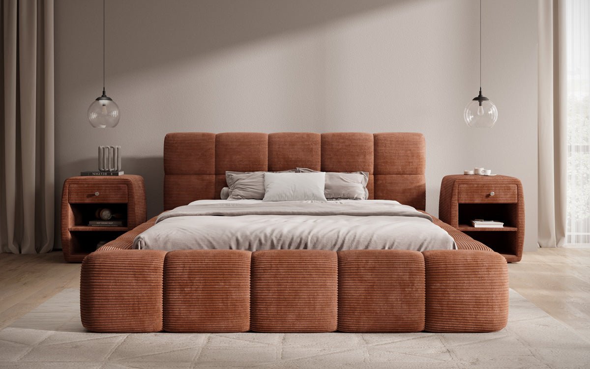 Luxusbetten24 Designer Polsterbett Nox in Cord mit Stauraum