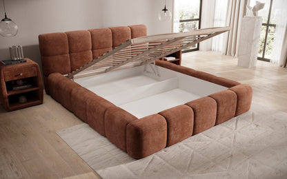 Luxusbetten24 Designer Polsterbett Nox in Cord mit Stauraum