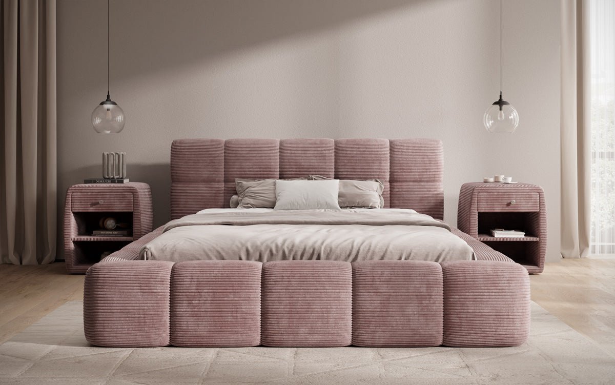 Luxusbetten24 Designer Polsterbett Nox in Cord mit Stauraum