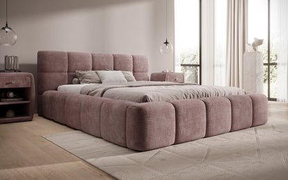 Luxusbetten24 Designer Polsterbett Nox in Cord mit Stauraum