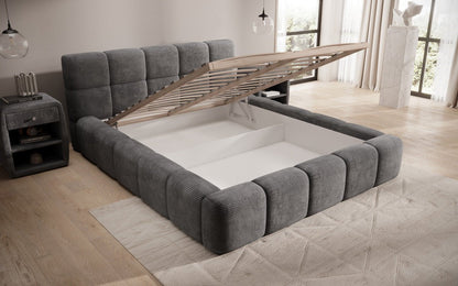 Luxusbetten24 Designer Polsterbett Nox in Cord mit Stauraum