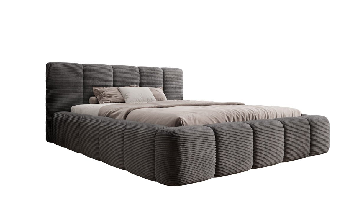 Luxusbetten24 Designer Polsterbett Nox in Cord mit Stauraum