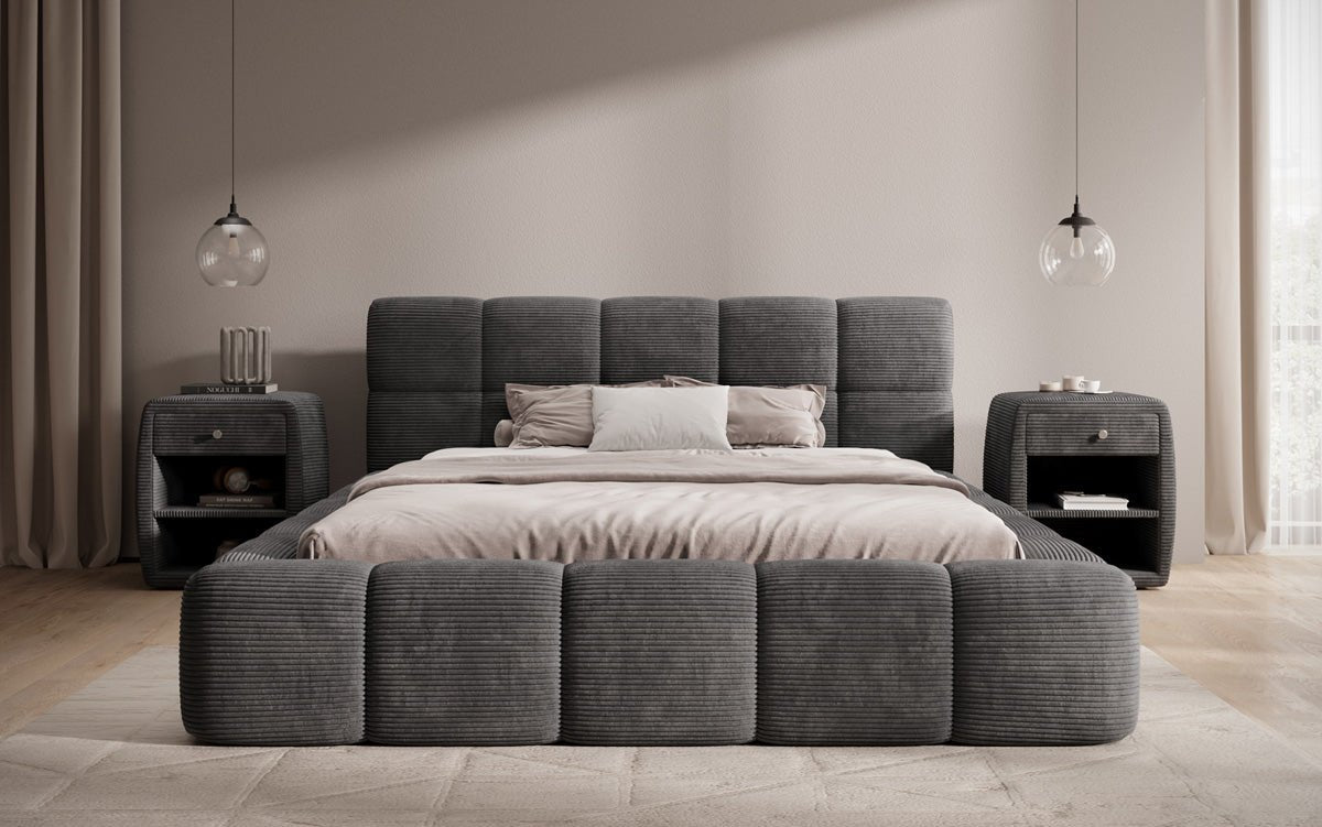 Luxusbetten24 Designer Polsterbett Nox in Cord mit Stauraum