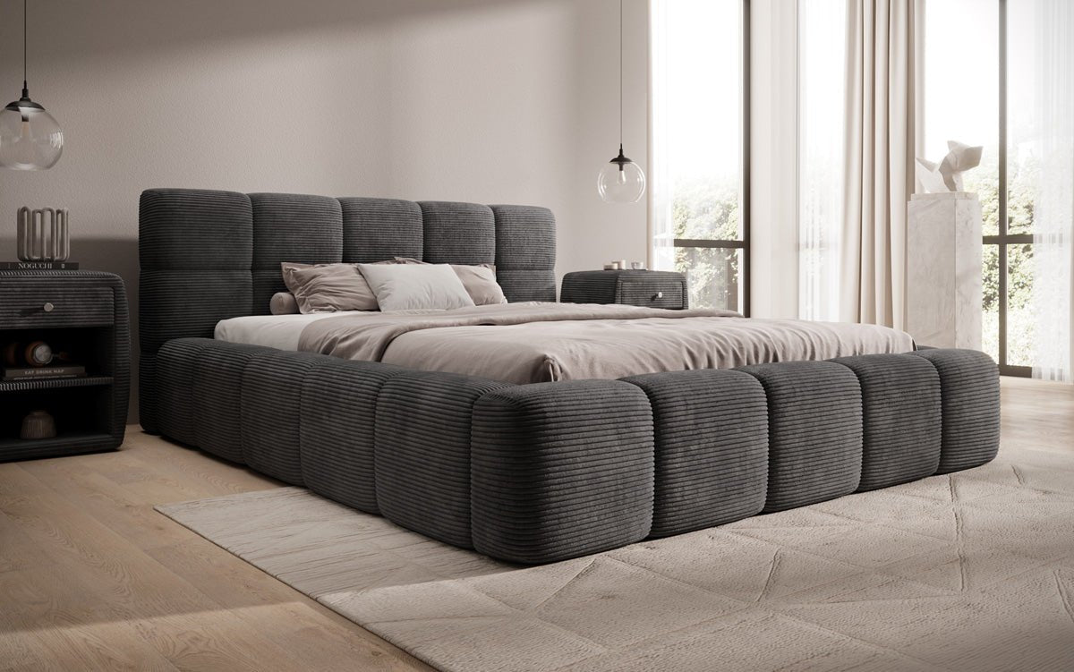 Luxusbetten24 Designer Polsterbett Nox in Cord mit Stauraum
