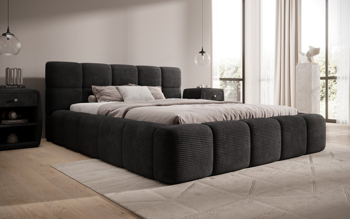 Luxusbetten24 Designer Polsterbett Nox in Cord mit Stauraum