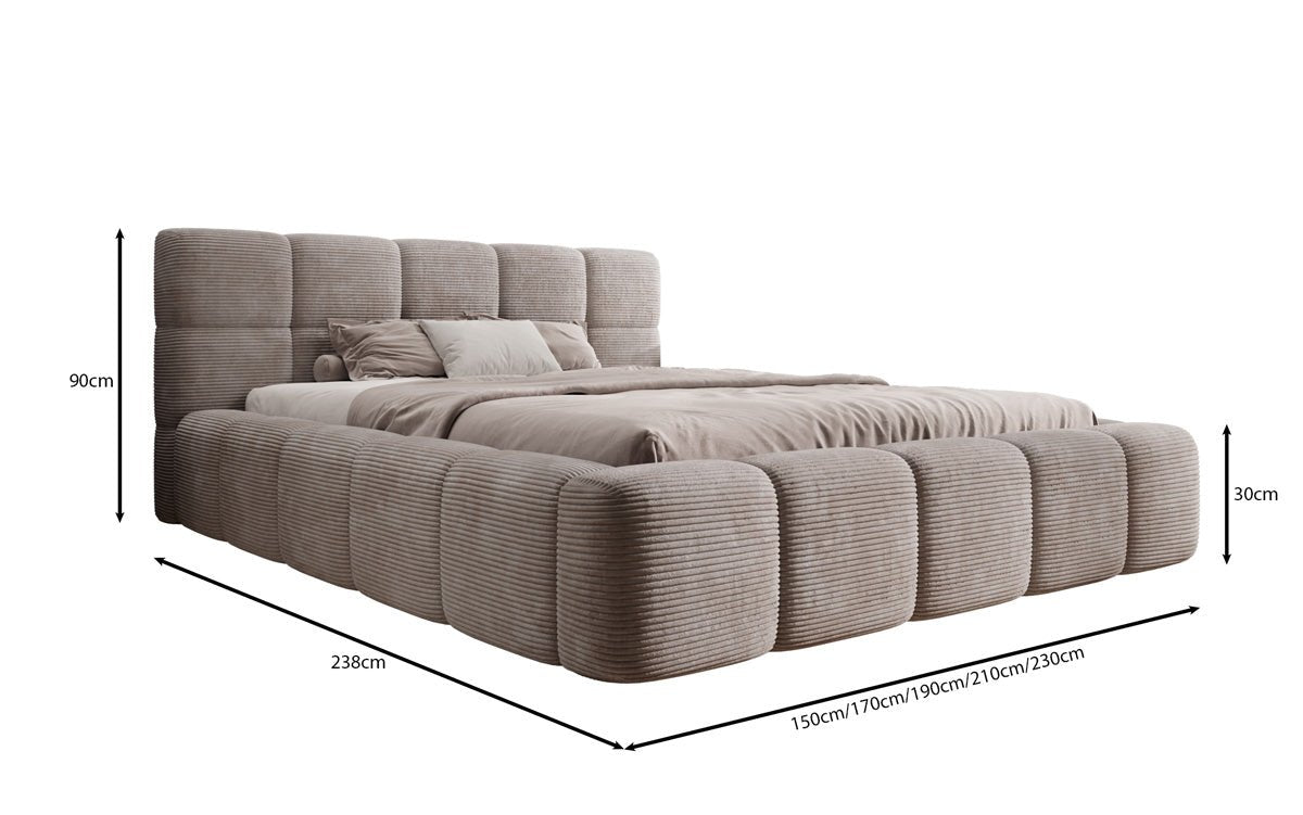 Luxusbetten24 Designer Polsterbett Nox in Cord mit Stauraum