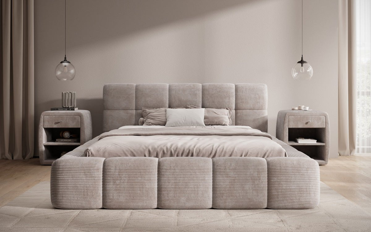 Luxusbetten24 Designer Polsterbett Nox in Cord mit Stauraum