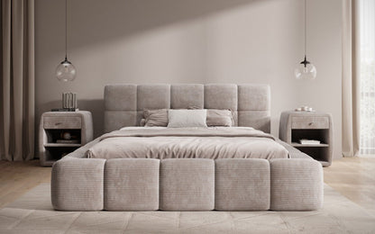 Luxusbetten24 Designer Polsterbett Nox in Cord mit Stauraum
