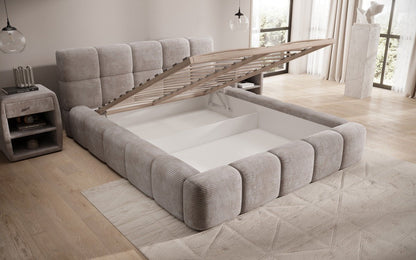 Luxusbetten24 Designer Polsterbett Nox in Cord mit Stauraum
