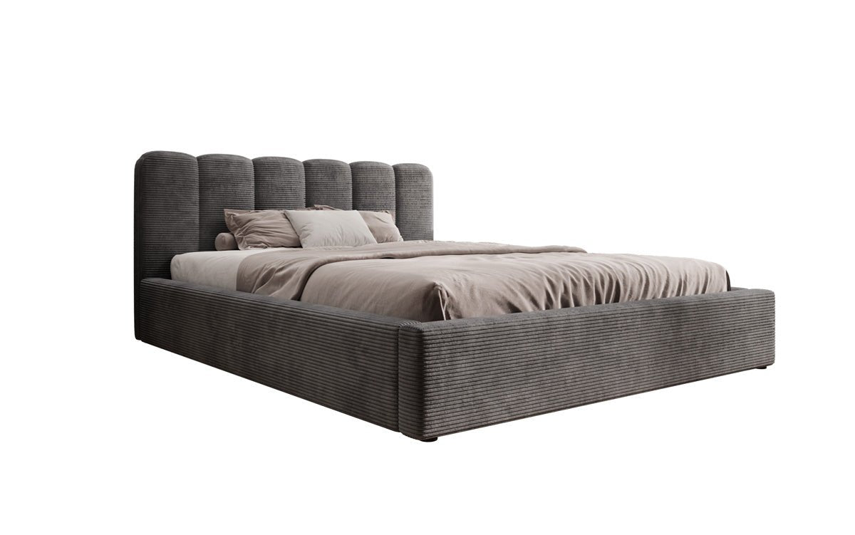 Designer Polsterbett Nerra in Cord mit Stauraum