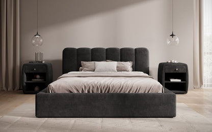 Designer Polsterbett Nerra in Cord mit Stauraum