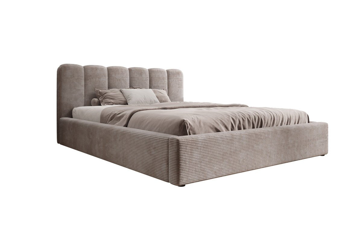 Designer Polsterbett Nerra in Cord mit Stauraum