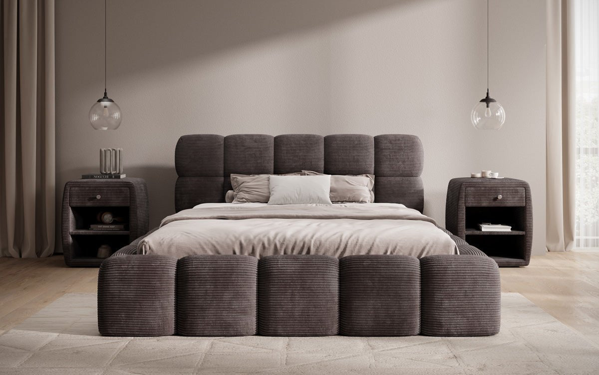 Luxusbetten24 Noeva Designer Polsterbett Cord mit Stauraum Schlafzimmer