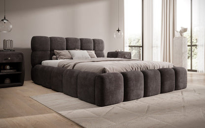 Luxusbetten24 Noeva Designer Polsterbett Cord mit Stauraum Schlafzimmer