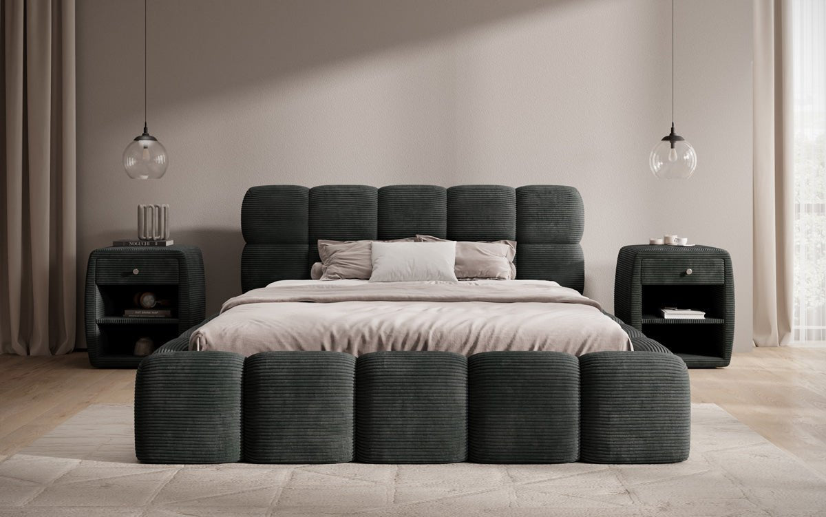 Luxusbetten24 Noeva Designer Polsterbett Cord mit Stauraum Schlafzimmer