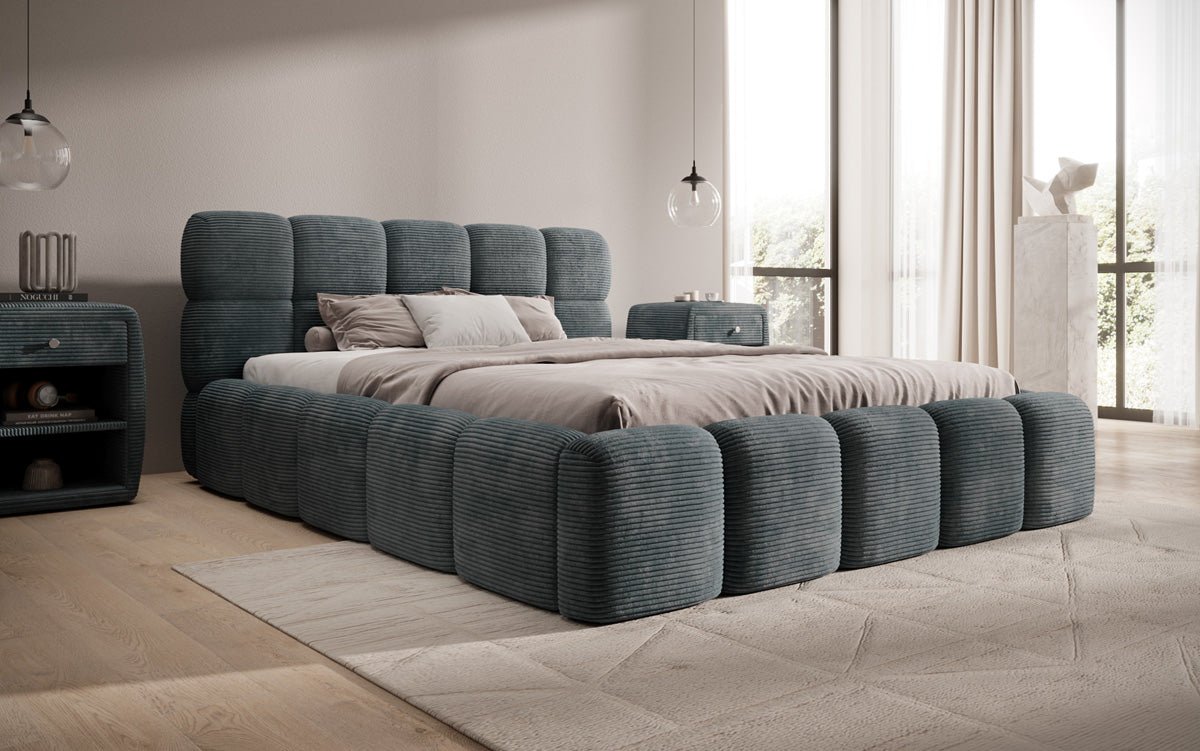 Luxusbetten24 Noeva Designer Polsterbett Cord mit Stauraum Schlafzimmer
