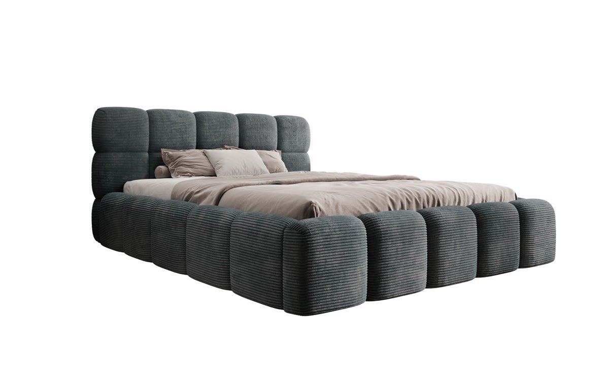 Luxusbetten24 Noeva Designer Polsterbett Cord mit Stauraum Schlafzimmer