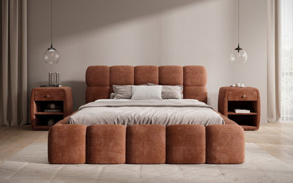 Luxusbetten24 Noeva Designer Polsterbett Cord mit Stauraum Schlafzimmer